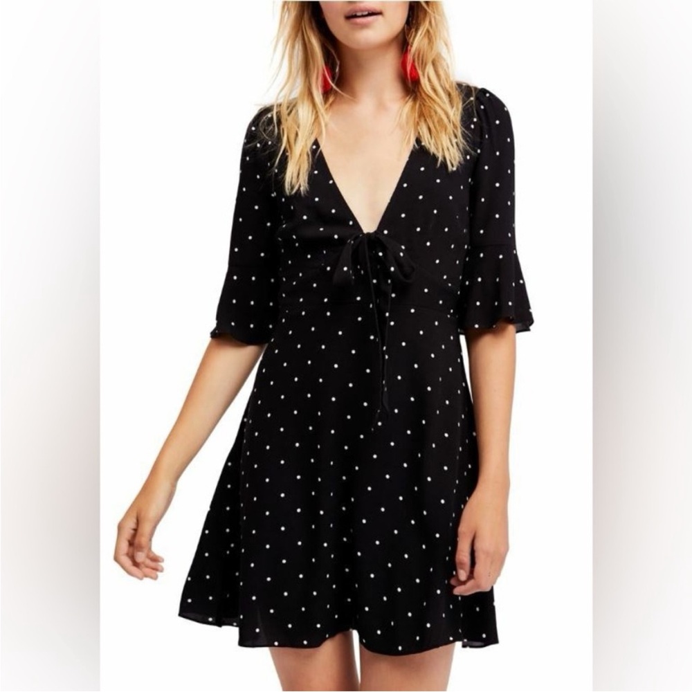 Free people all yours polka dot black dress 2